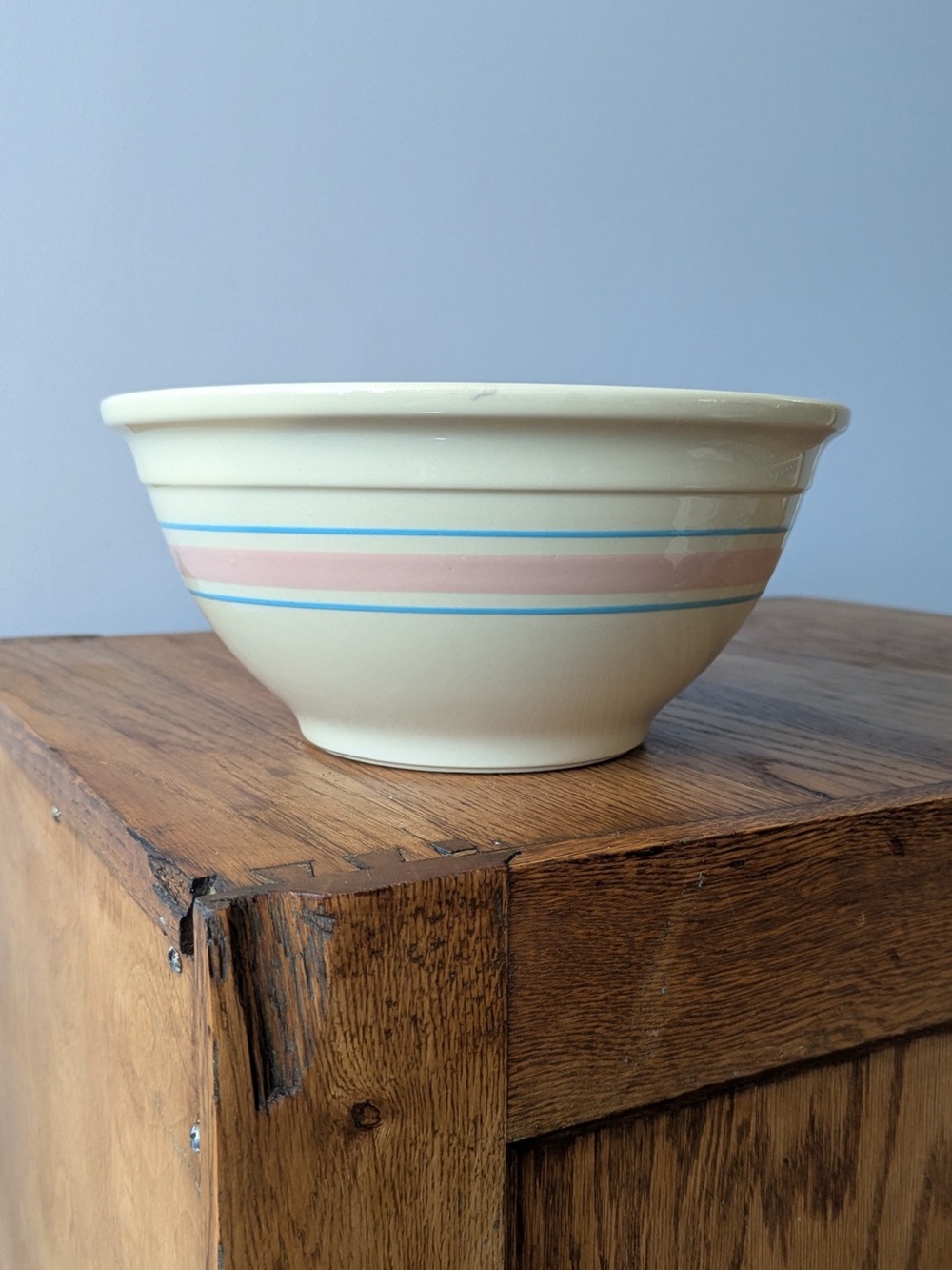 #10 Nesting Mixing Bowl - Vintage McCoy Pottery Oven Ware - Blue Pink Stripes - Picture 2 of 16